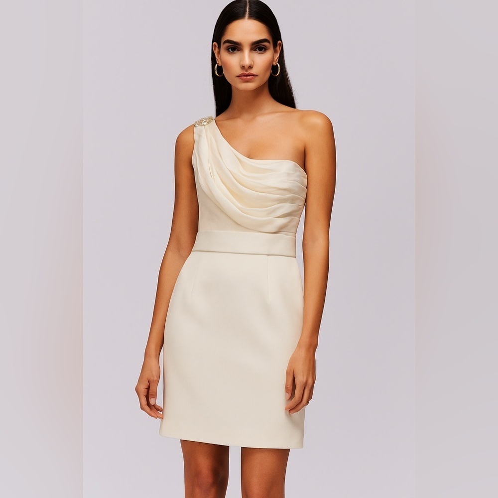 Marchesa Notte Asymmetrical Silk Dress Size 6